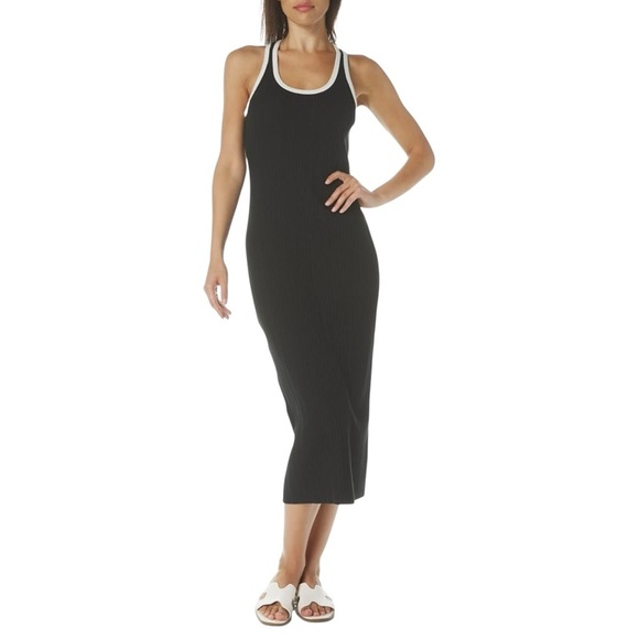 Sweaty Betty Resort Rib Racer Back Tank Midi Dress Size 6 Black & White - Picture 1 of 14